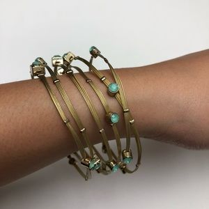 Turquoise lightweight gold bracelet set